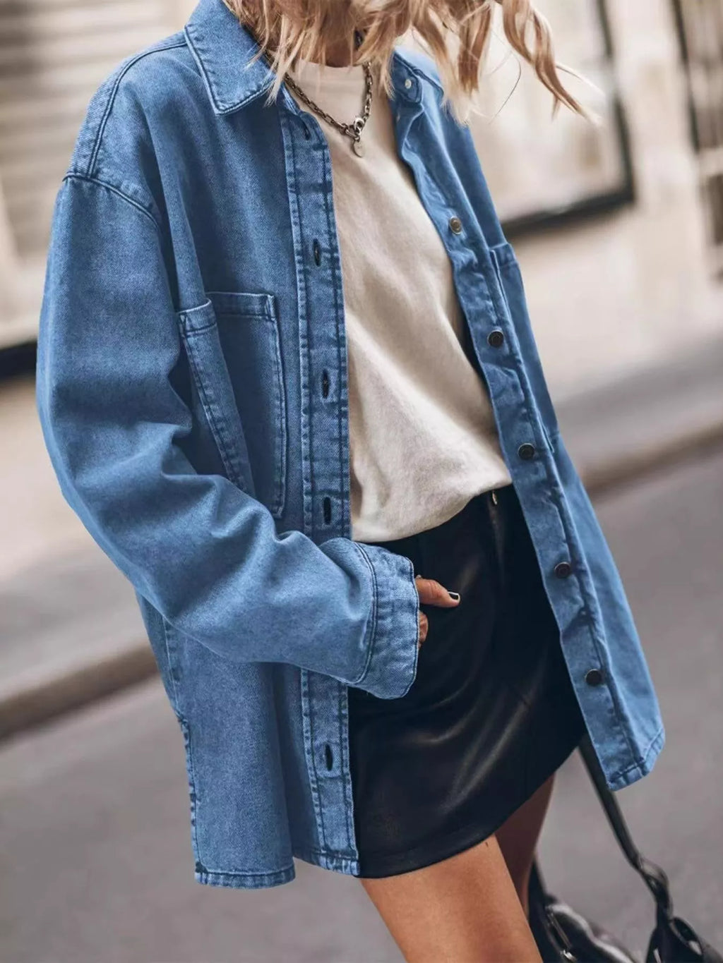 Oversized Button Up Denim Shirt
