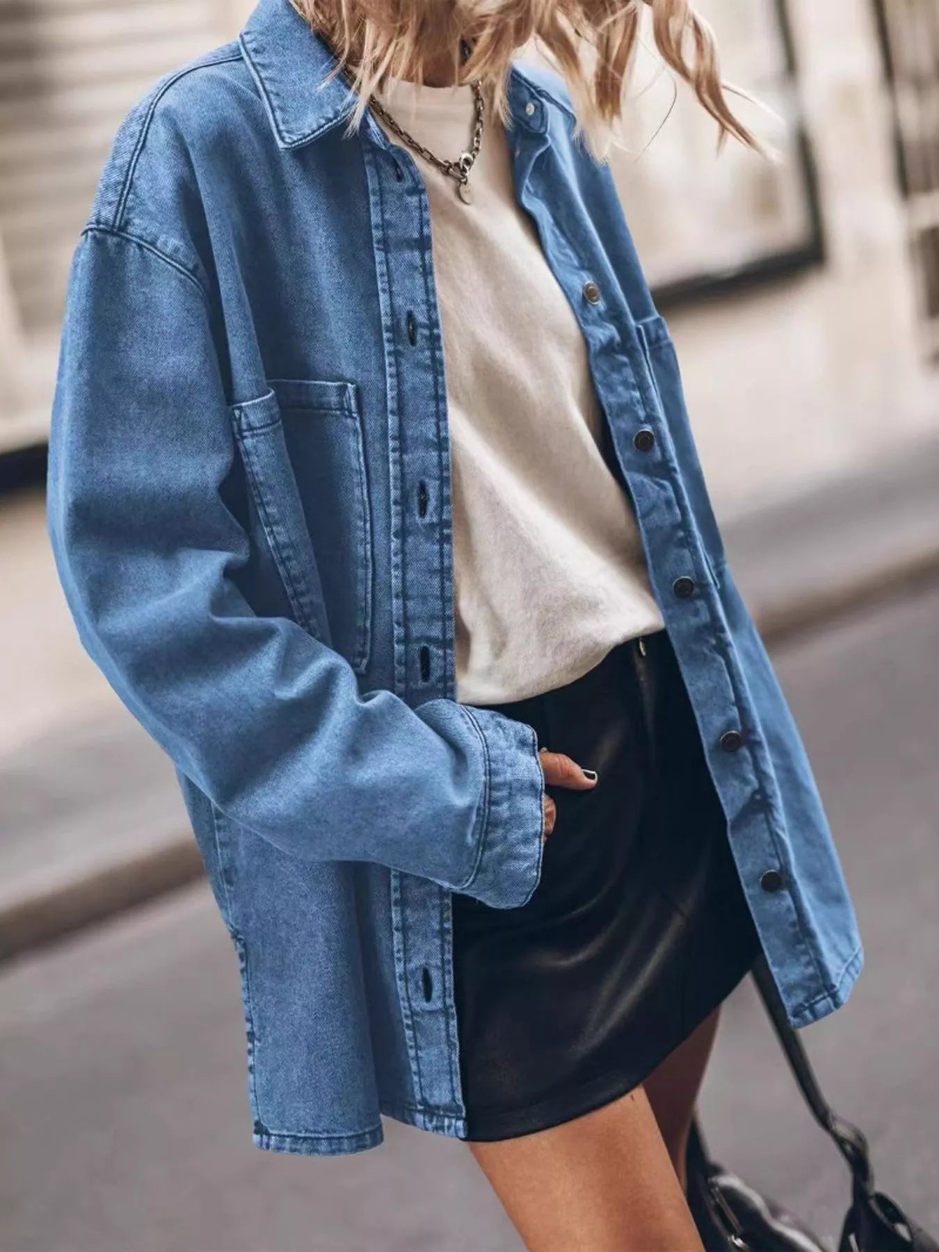 Oversized Button Up Denim Shirt
