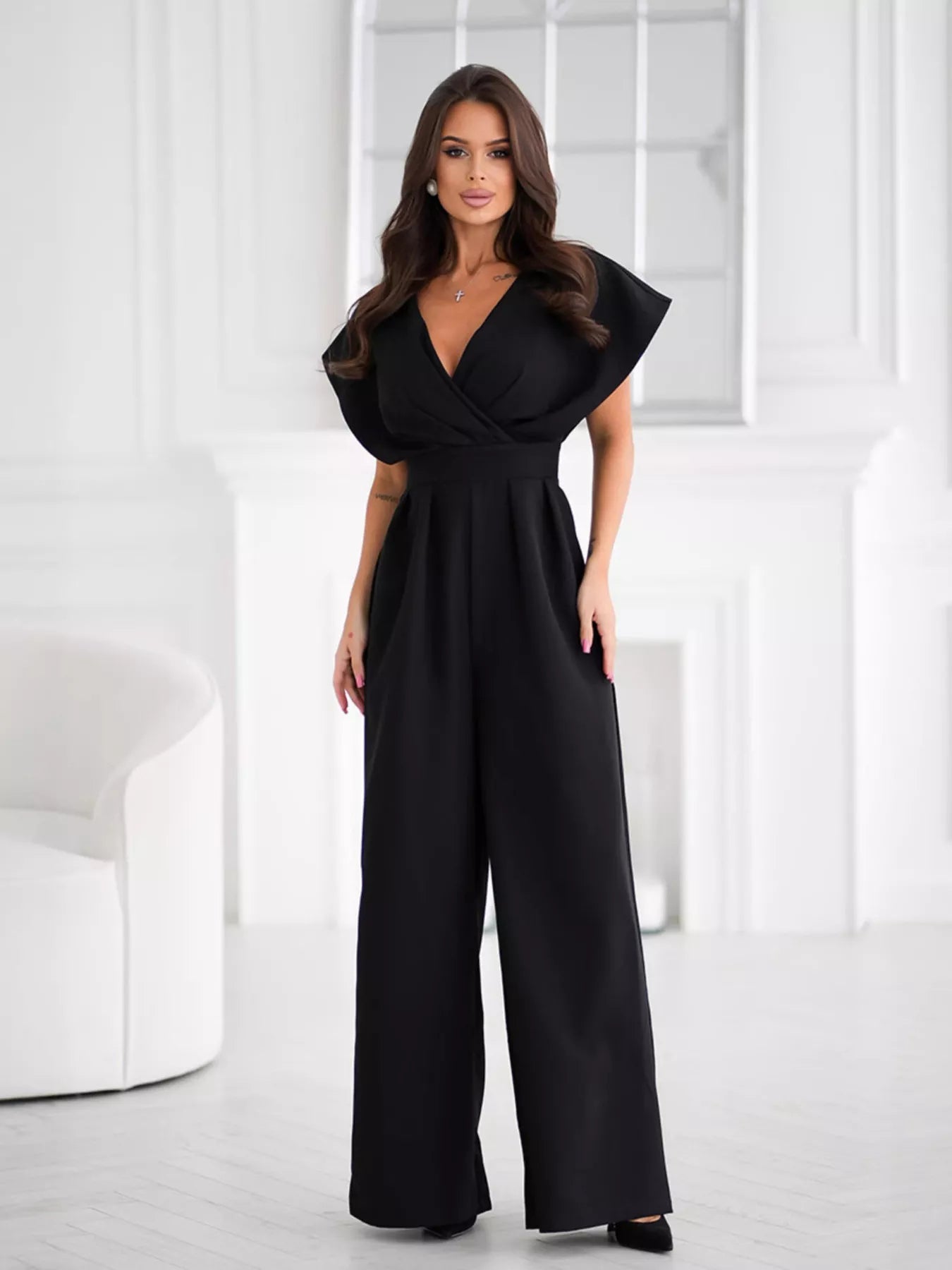 Surplice Wide Leg Jumpsuit