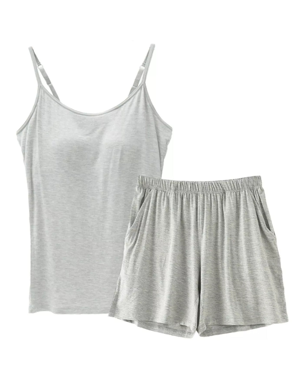 Plus Size Modal Adjustable Strap Padded Cami and Shorts Set