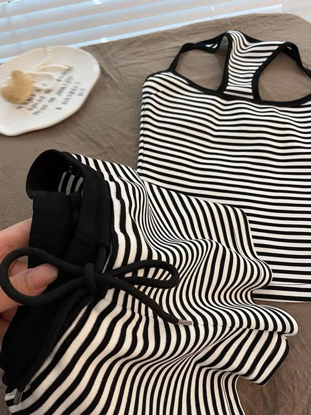 Striped Tank Top and Shorts Set