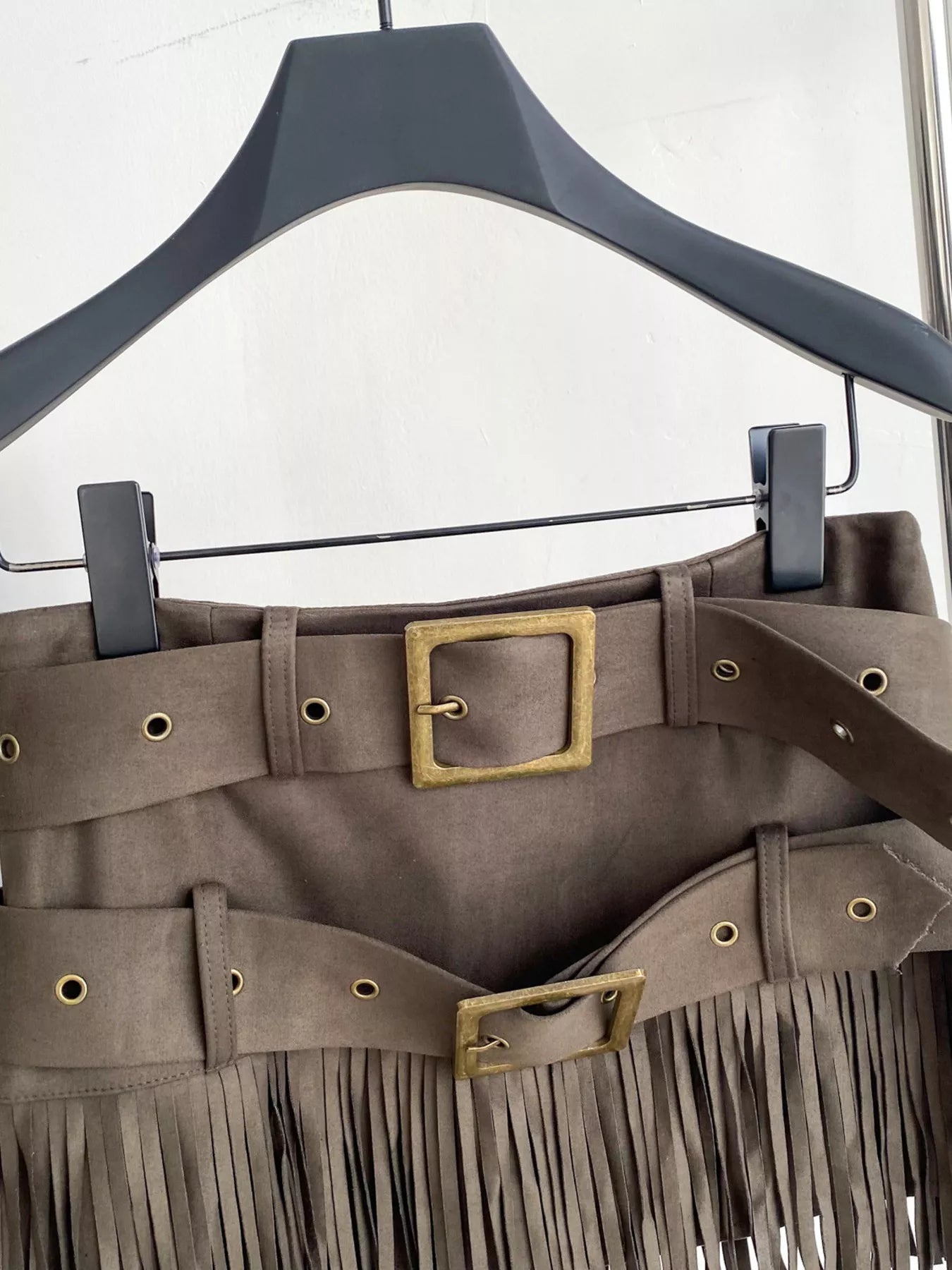 Fringe Belted Mini Skirt