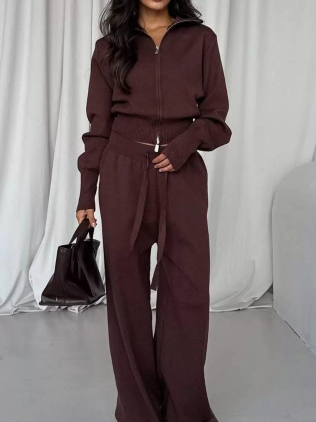 Zip-Up Outerwear and  Drawstring Pants Set