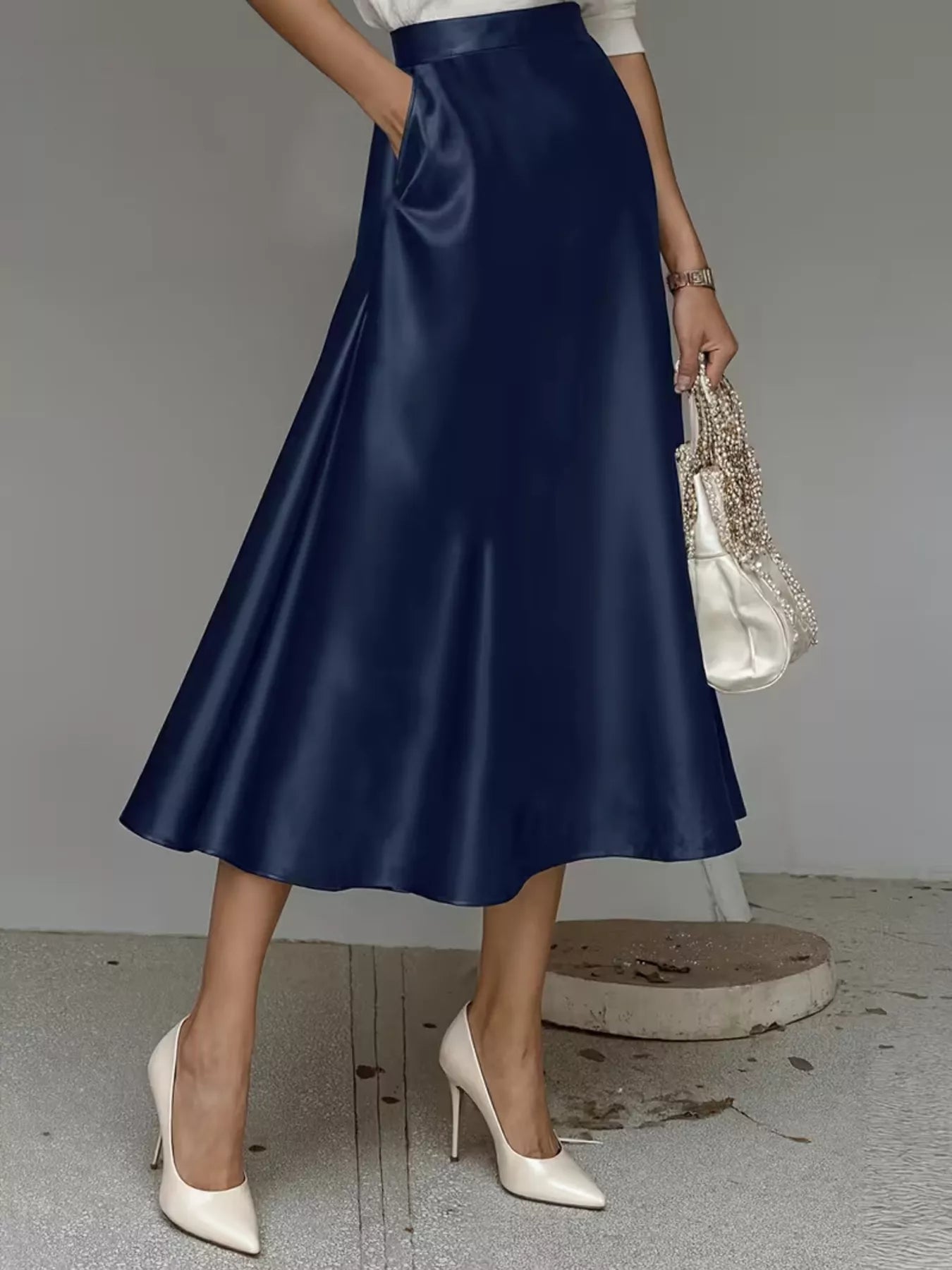 Satin Midi Skirt