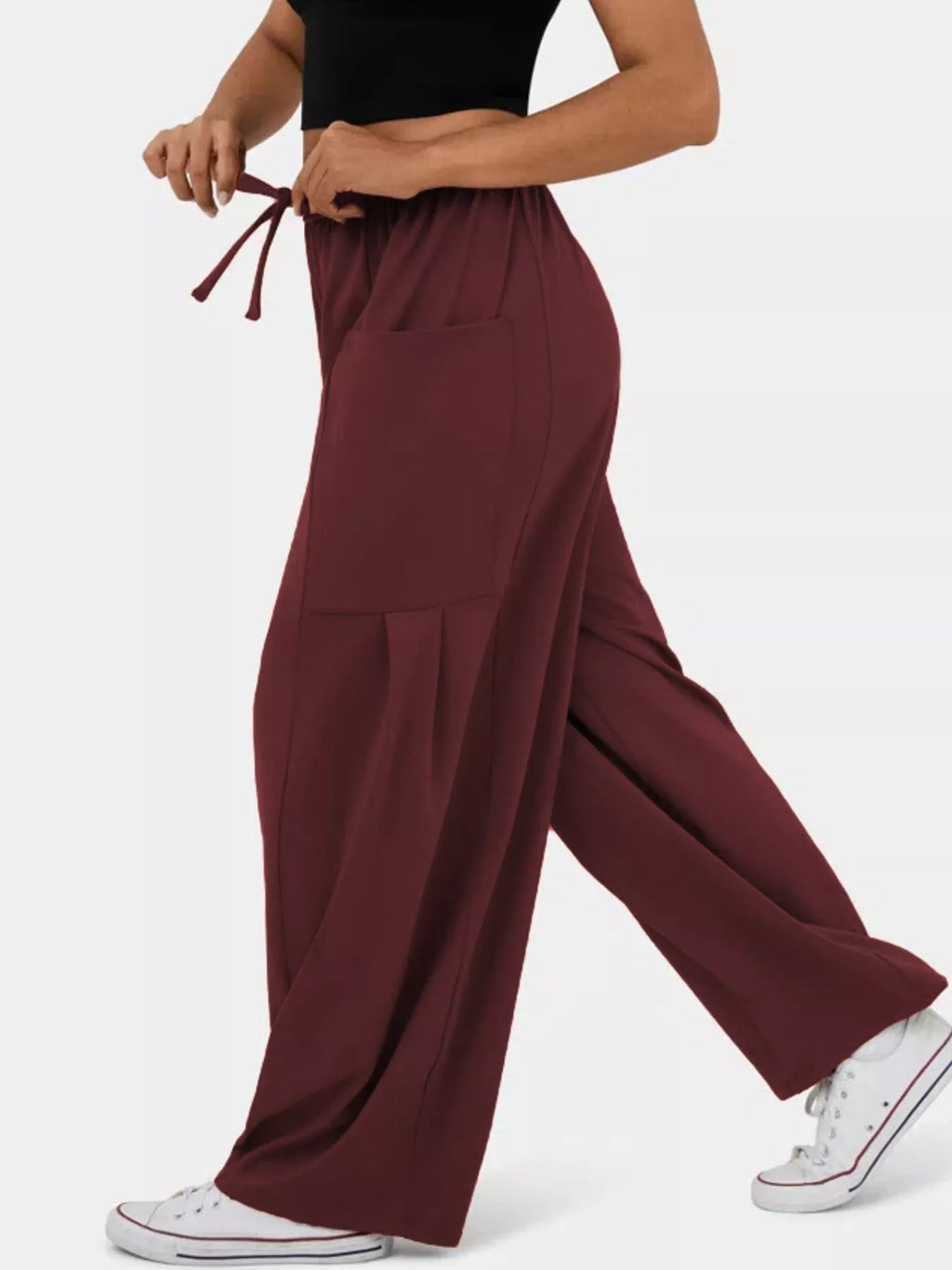 High-Waisted Drawstring Wide-Leg Pants