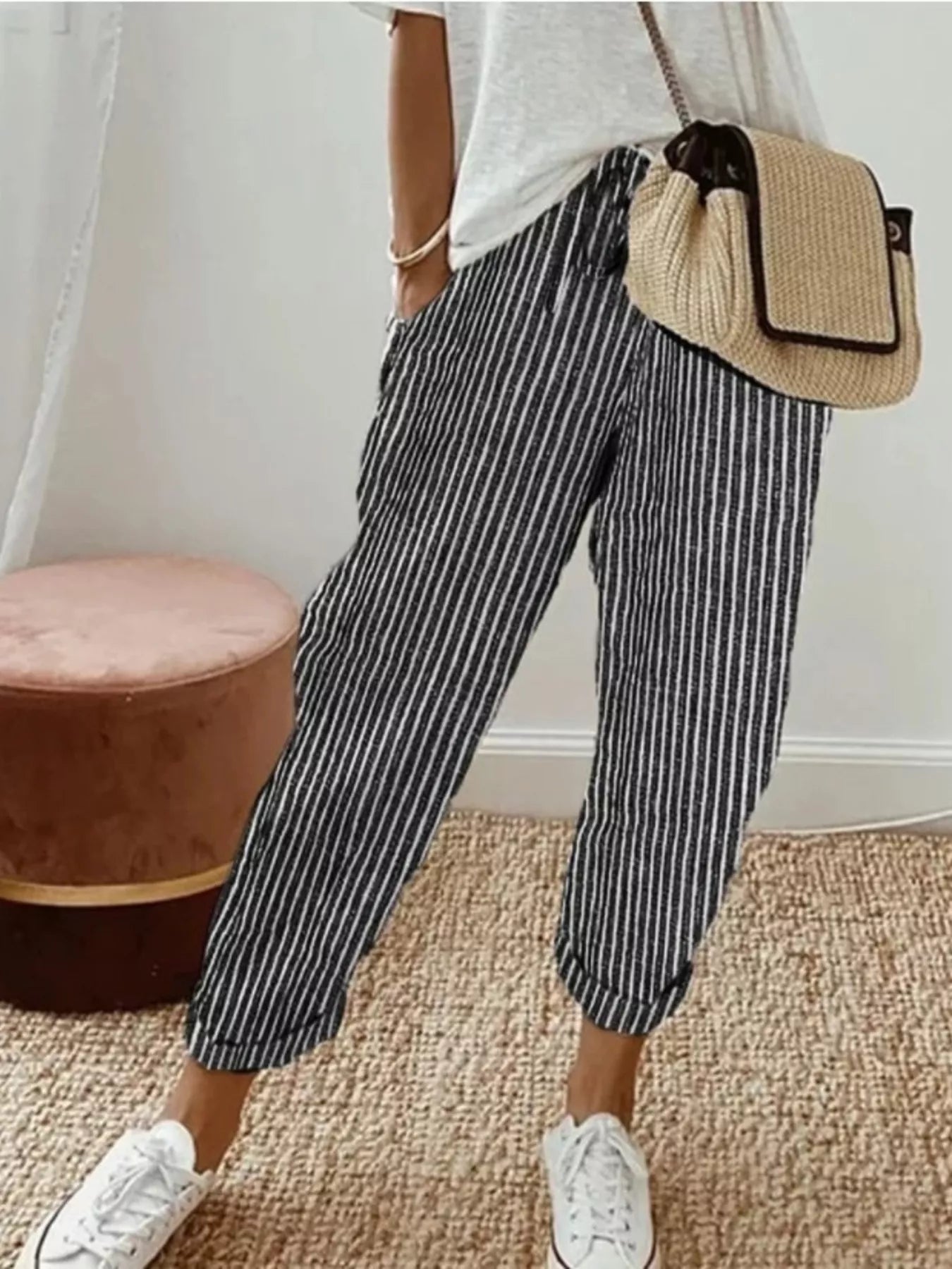 Striped Cropped Pants