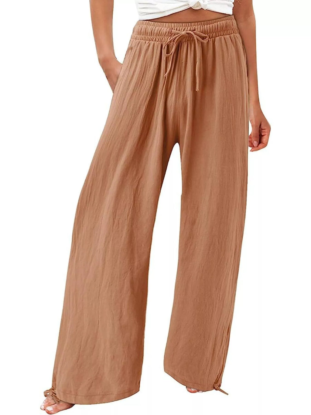 Full Size Wide Leg Pants with Drawstring Waist Plus Size