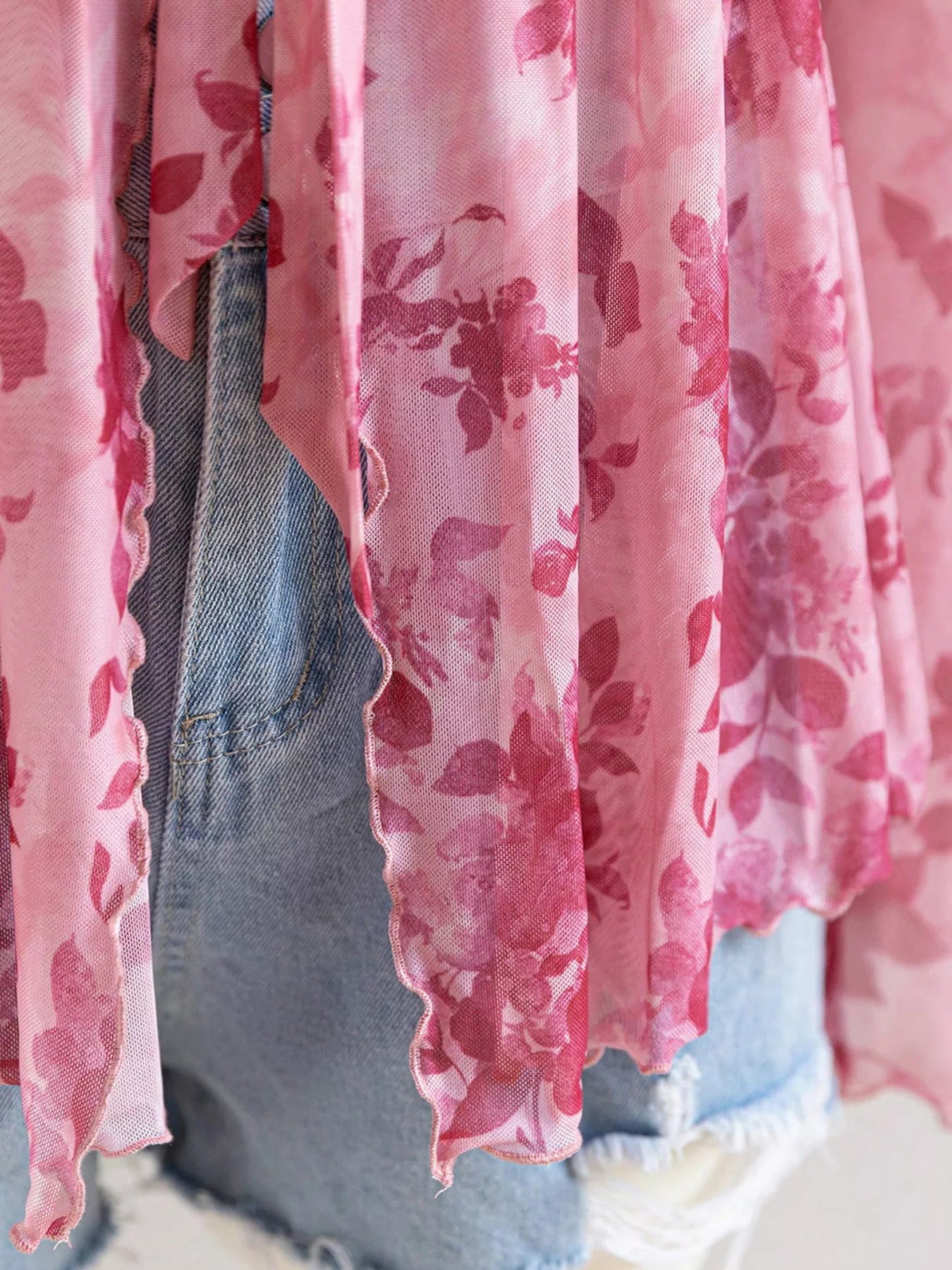 Plus Size Floral Print Chiffon Blouse