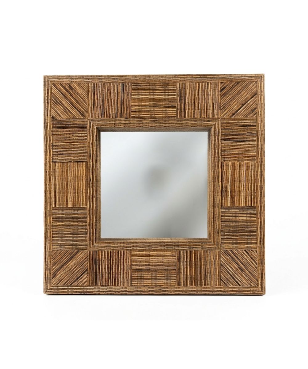 UMA Brown Wicker Frame - 16.25" Wall Mirror – LampsUSA