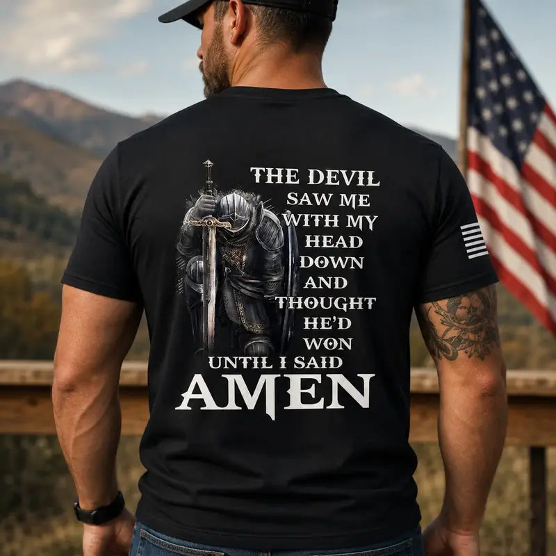 "The Devil Saw Me With My Head Down" Graphic T-Shirt – Dark Aesthetic Stoic Resilience Unisex Crewneck Tee