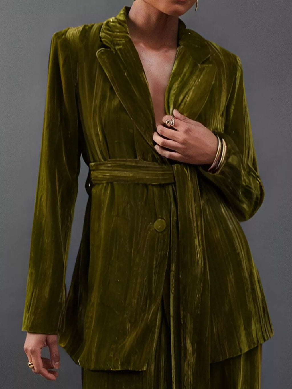 Velvet Lapel Collar Blazer & Pants Set