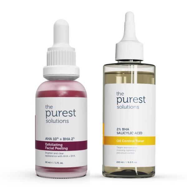 The Purest Solutions Skin Care Set - BHA Exfoliant & Salicylic Acid Toner for Oil Control