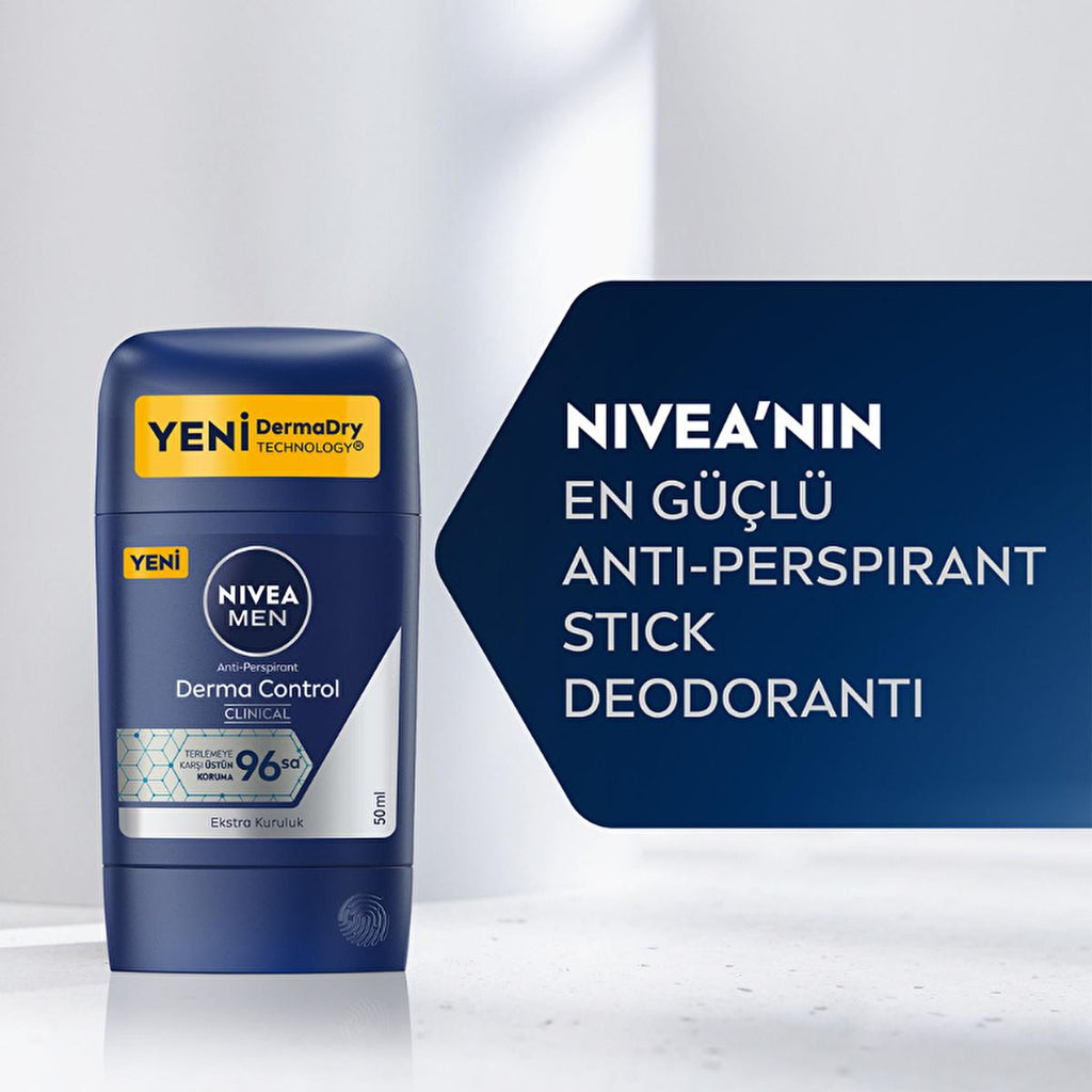 NIVEA Men Derma Control Clinical Anti-Perspirant Roll-On Deodorant for Men - Strong Protection, Long Lasting Freshness