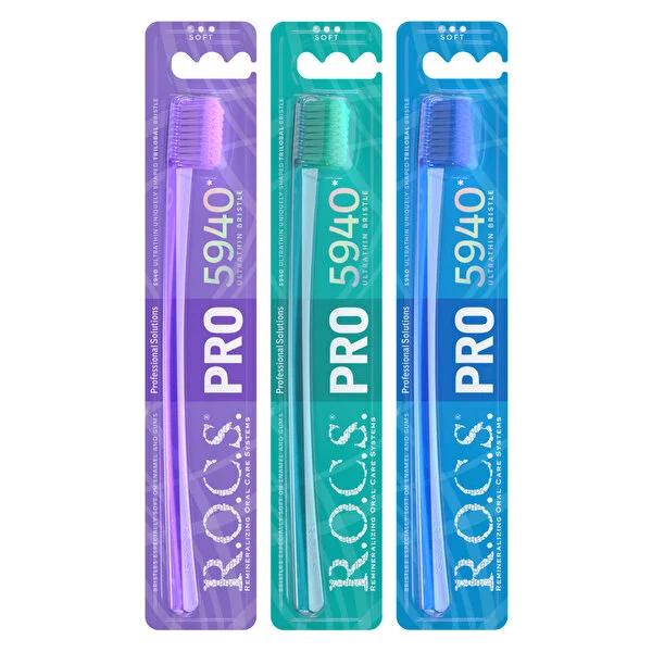 ROCS PRO 5940 Soft Toothbrush for Adults - Gentle Oral Care for Sensitive Teeth and Gums