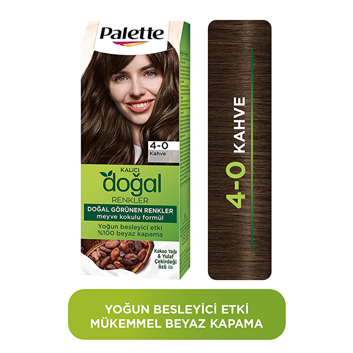 Palette Natural Permanent Hair Dye 4-0 Brown - Long-Lasting, Natural Ingredients
