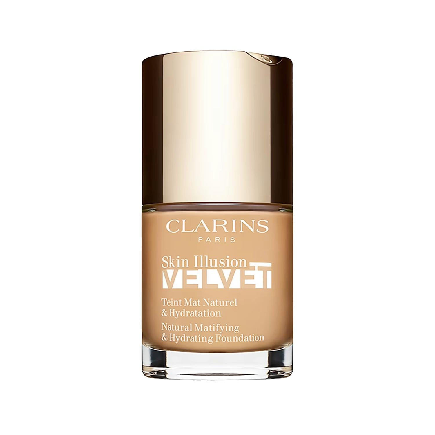 Clarins Skin Illusion Velvet: Natural Matte Liquid Foundation - 107C Beige, Buildable Coverage, Velvet Finish for Radiant Skin