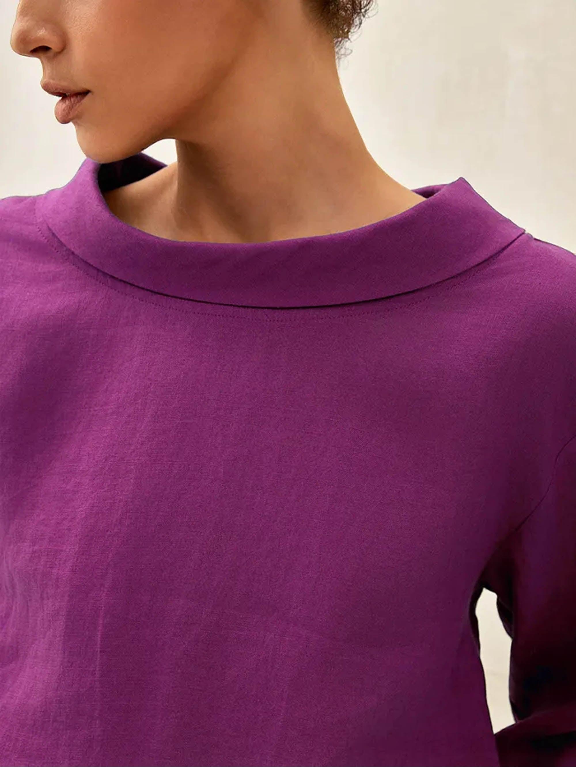 LINTICO 100% Linen Draped Neck Top HOLLIS — detail shot 6