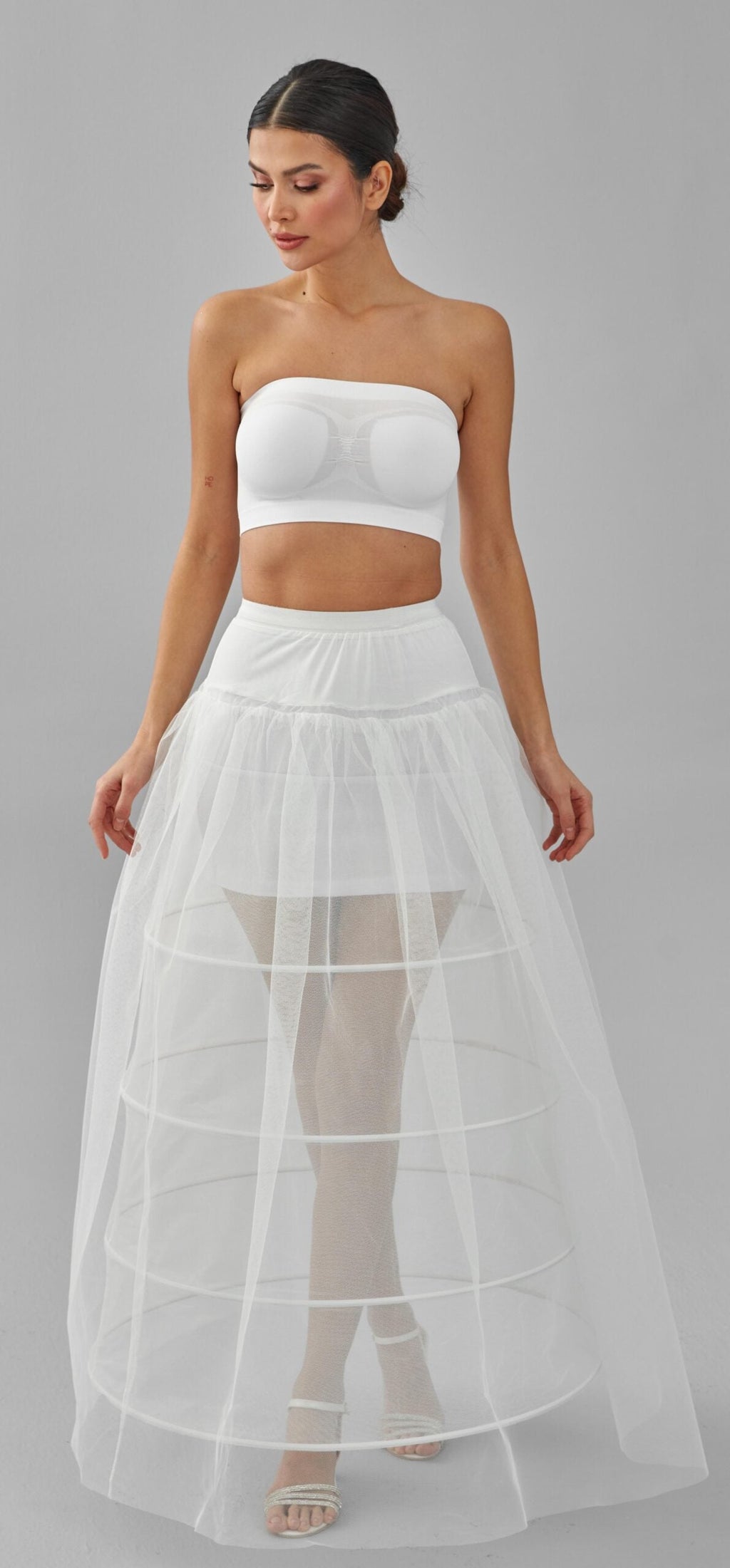 Crinoline, Wedding Dress Underskirt, White Petticoat Skirt, Four Hoop Skirt – Bridal Port, view 4