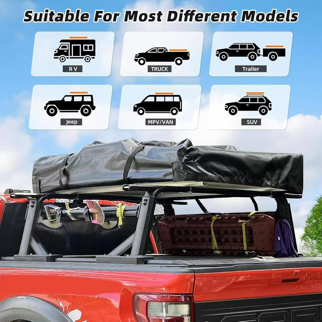 Trailora Summit Soft-Shell Aluminum Rooftop Tent With Ladder, LED Light Strip, And Memory Foam Mattress [2-3 Person] (SAK2681