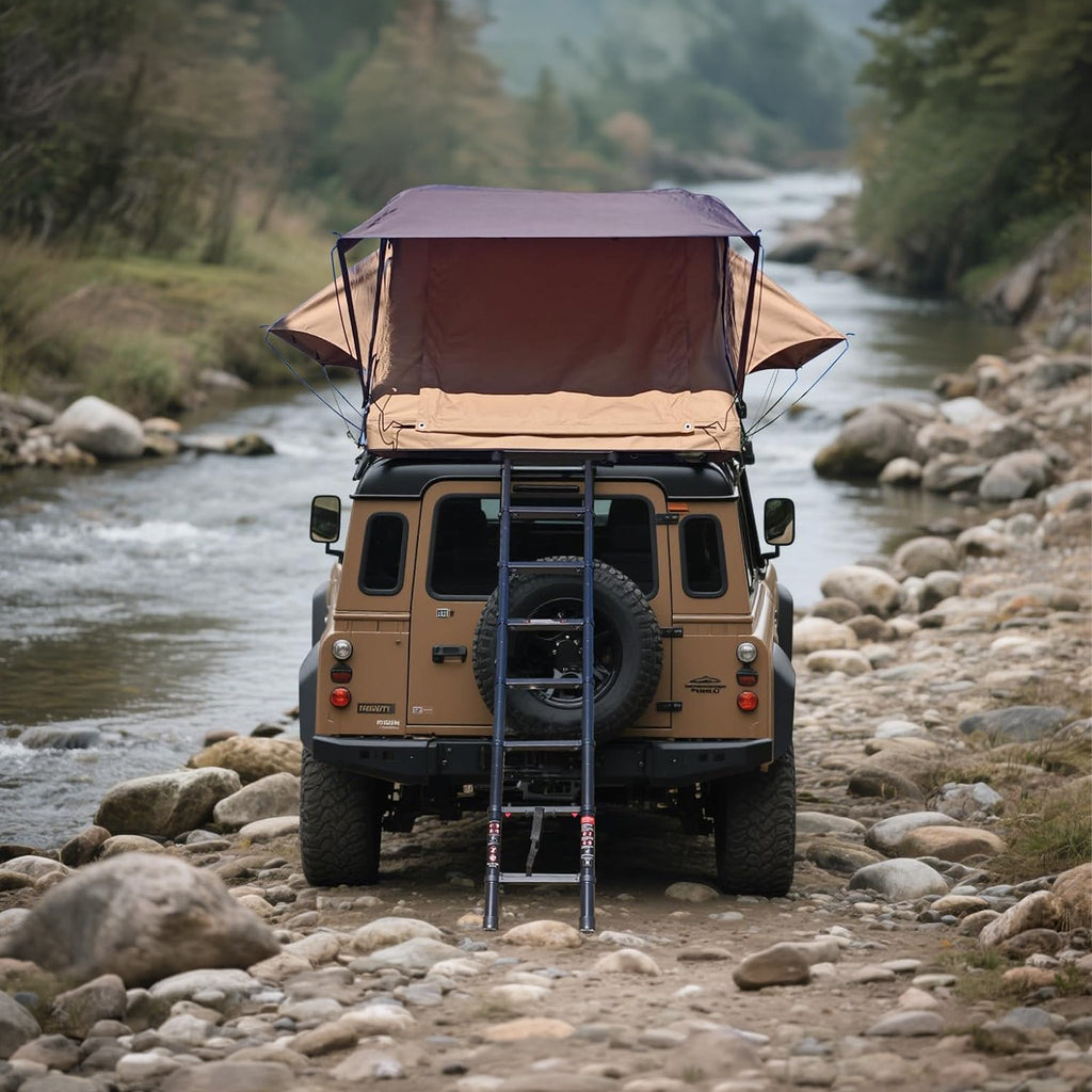 Trailora Summit Soft-Shell Aluminum Rooftop Tent With Ladder, LED Light Strip, And Memory Foam Mattress [2-3 Person] (SAK2681