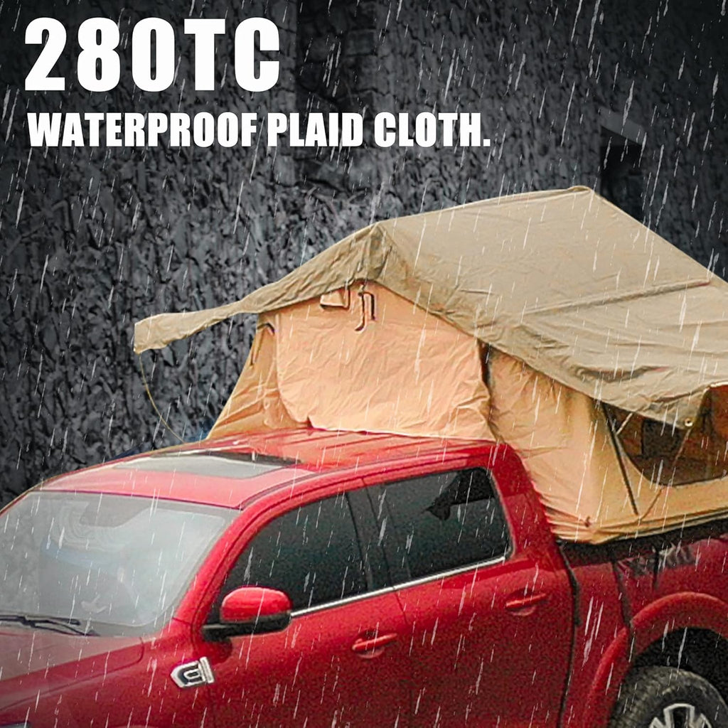 Trailora Summit Soft-Shell Aluminum Rooftop Tent With Ladder, LED Light Strip, And Memory Foam Mattress [2-3 Person] (SAK2681