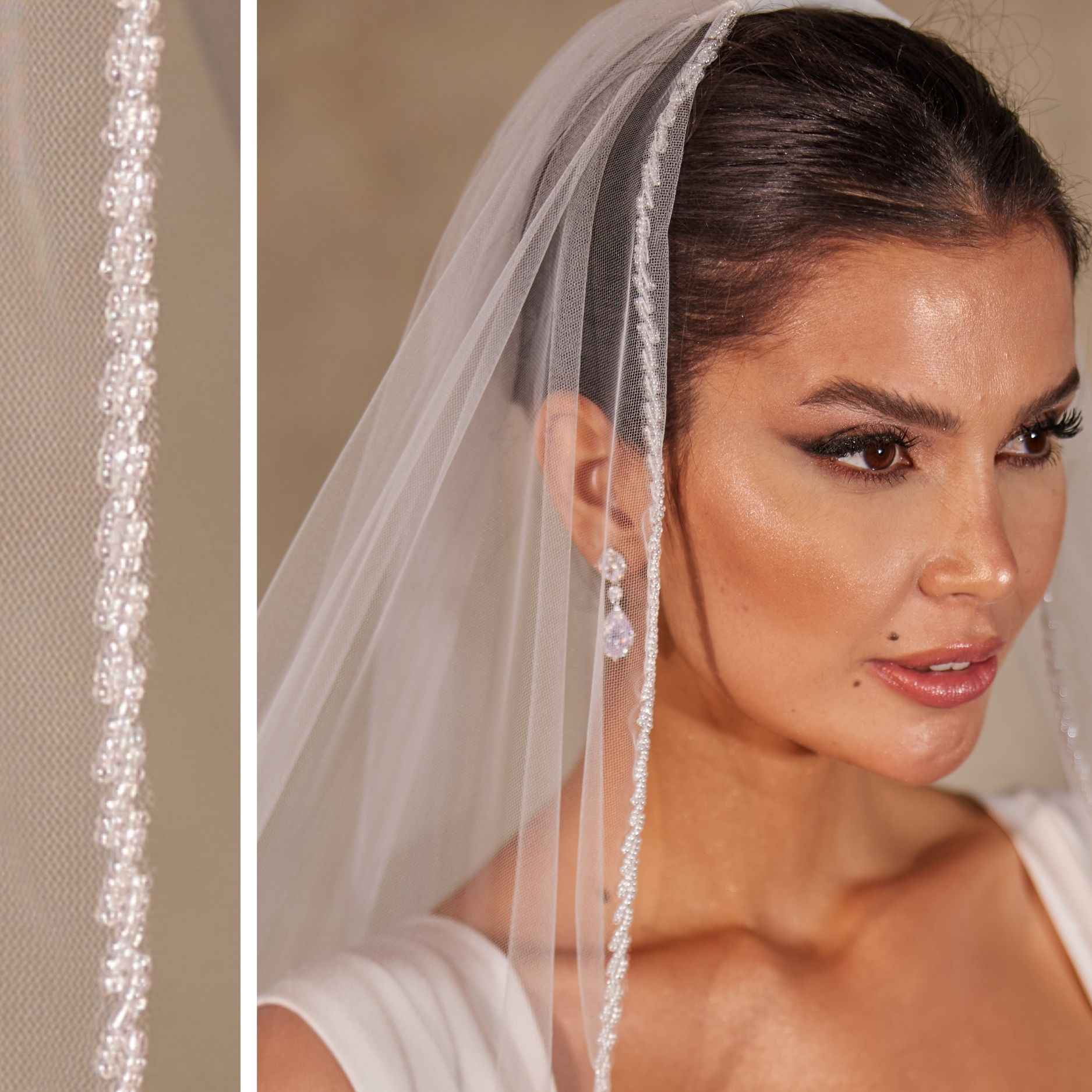 Crystal Knot Beaded Edge Wedding Veil - D250 – Bridal Port