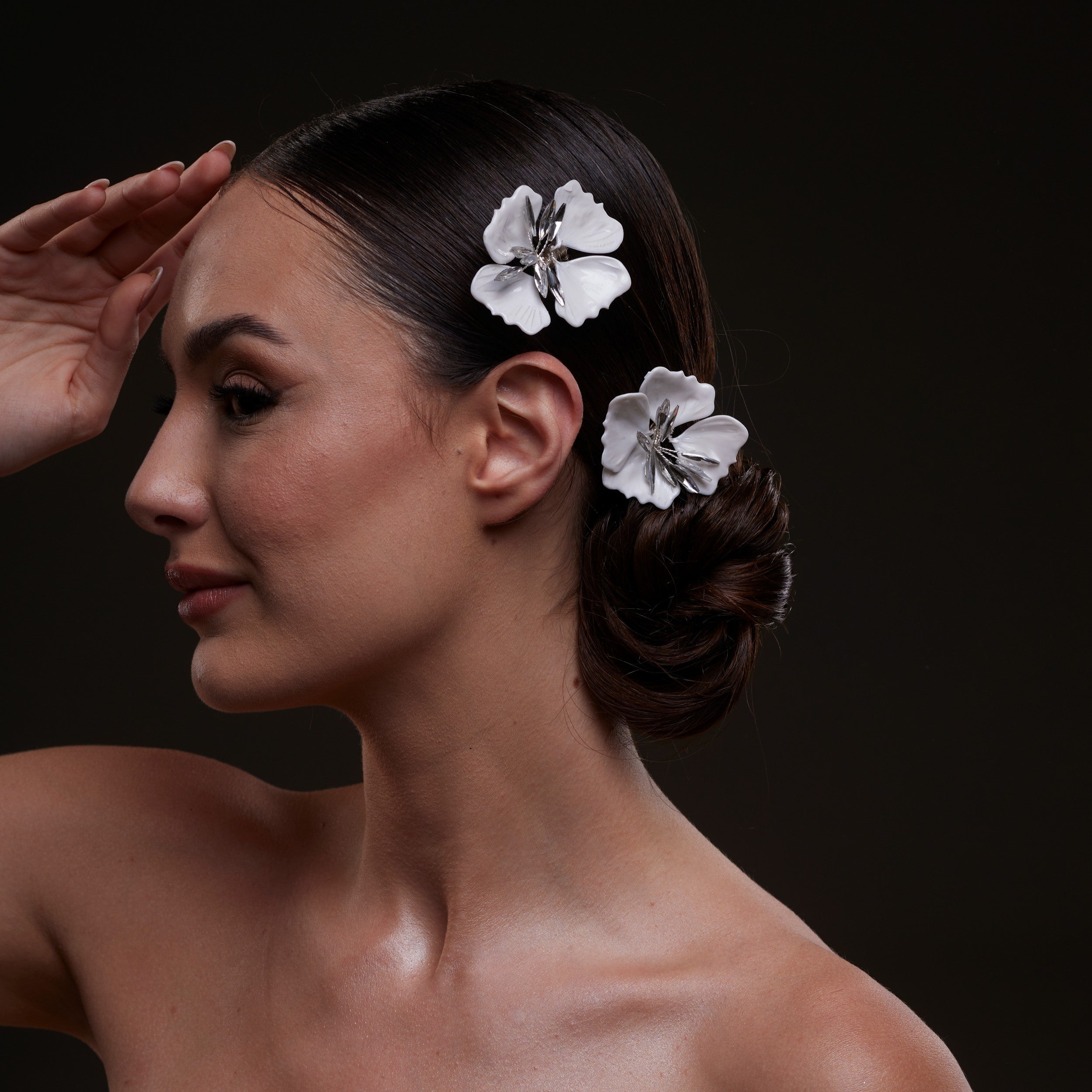 2-Piece White Flower Hair Comb Set – Bridal Port
