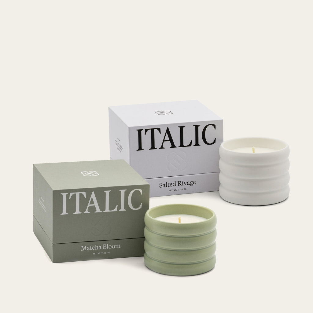 Italic Ceramic Candle & Wick Trimmer Set — detail close-up