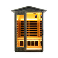 Thermora Riva Premium 2-Person Black Carbonized Walnut Low EMF Far Infrared Outdoor Sauna With Bluetooth Audio And LED Lighti