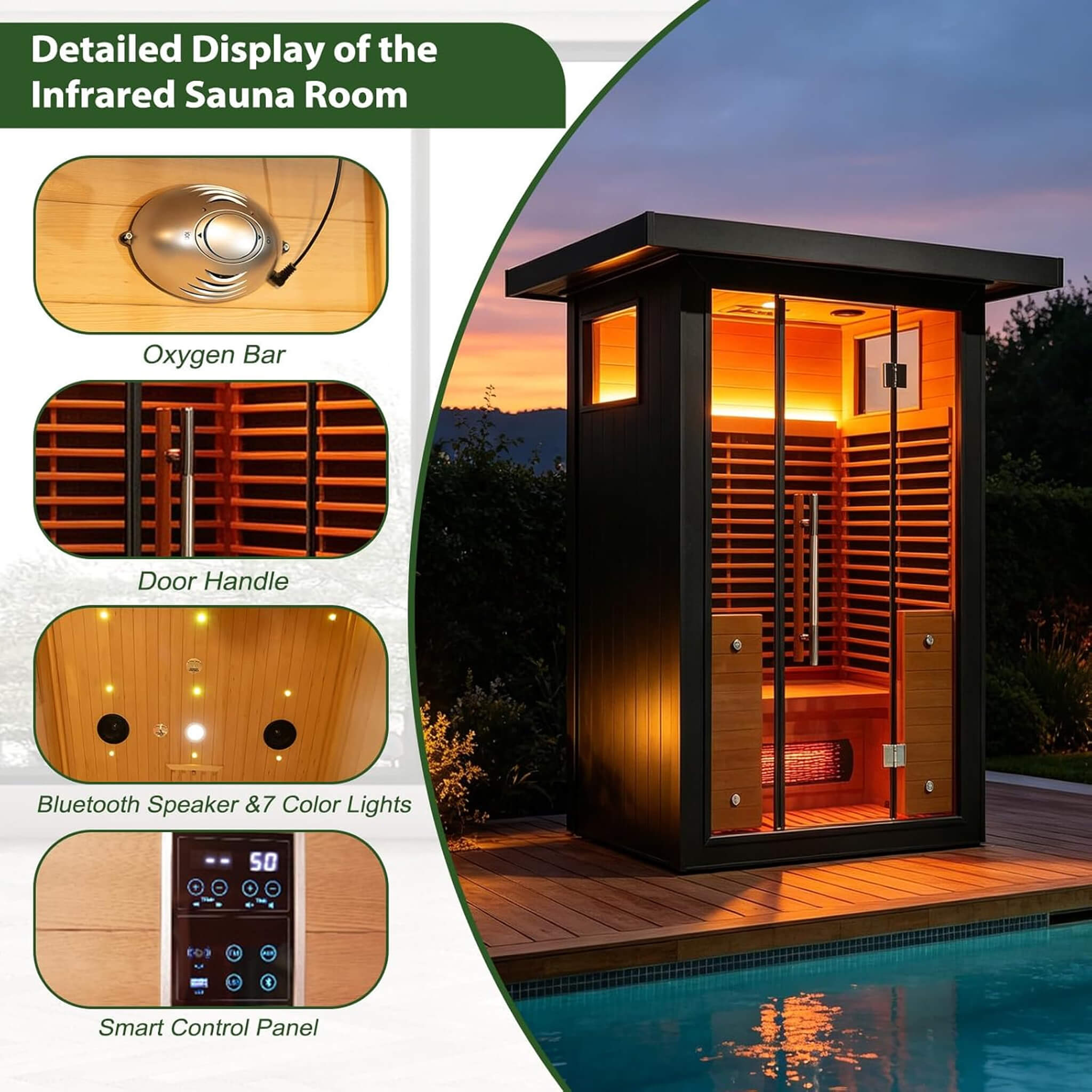 Thermora Lugano 2-Person Outdoor Full-Spectrum Infrared Sauna With Aluminum Alloy Exterior & WiFi (SAK14973) – SAKSBY WHOLESA