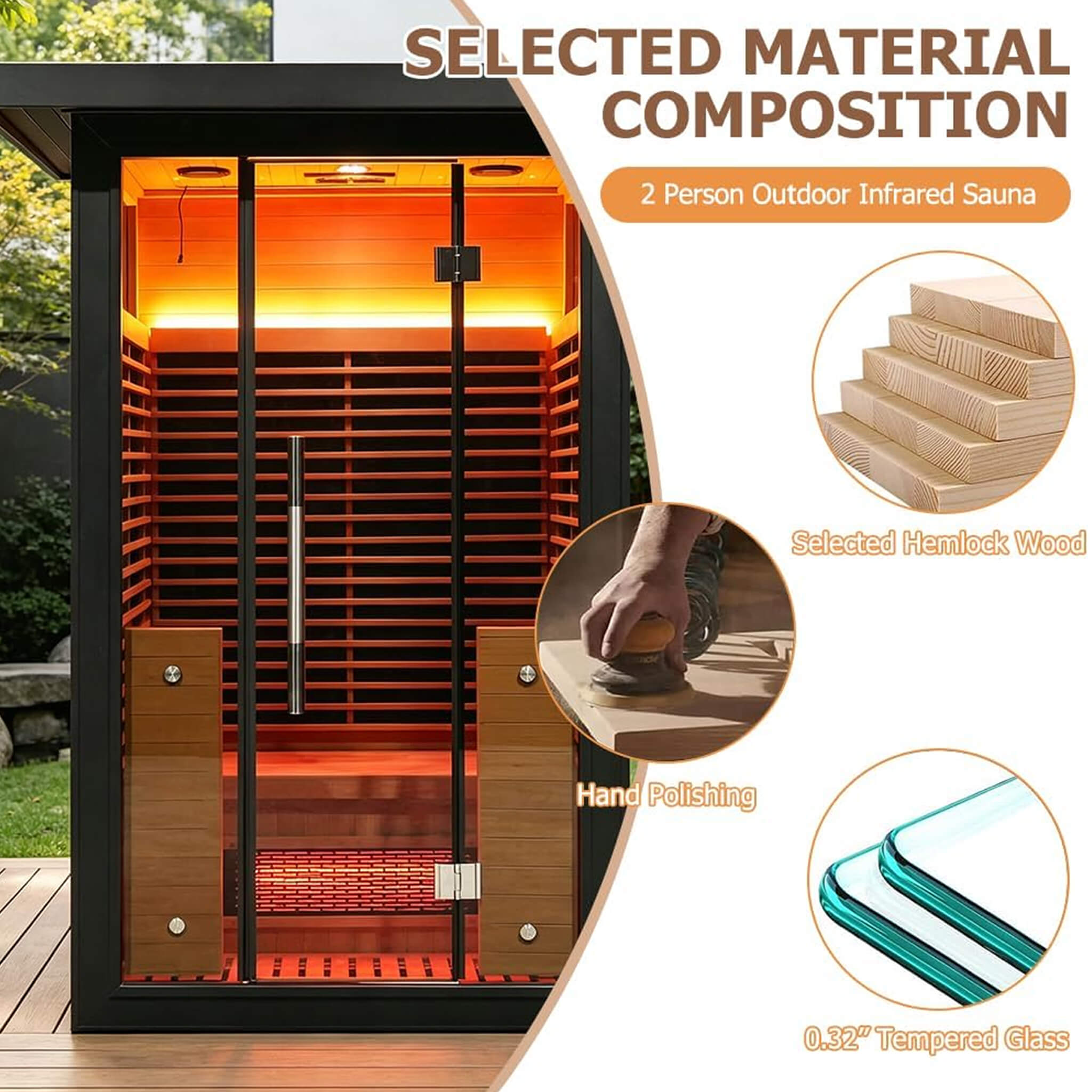 Thermora Lugano 2-Person Outdoor Full-Spectrum Infrared Sauna With Aluminum Alloy Exterior & WiFi (SAK14973) – SAKSBY WHOLESA