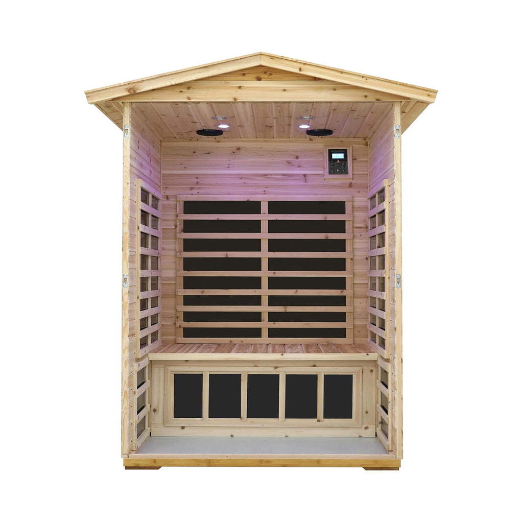 Thermora Vexa Luxury 2-Person Outdoor Low EMF Hemlock Infrared Sauna With Bluetooth And Chromotherapy Light (SAK97318) – SAKS