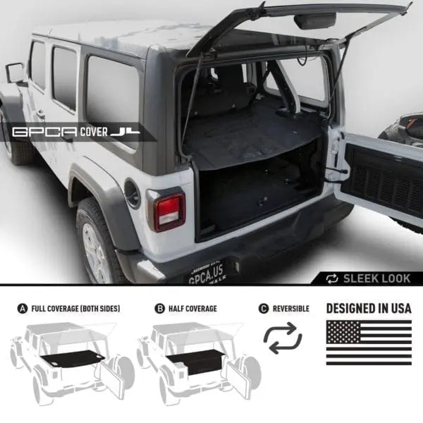 GPCA Jeep Wrangler JL 4DR Cargo Cover PRO (2018+) — detail close-up