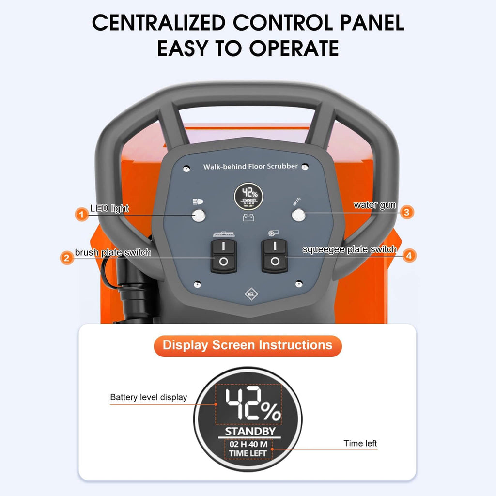 20-Inch Heavy-Duty All-In-One Commercial Electric Walk-Behind Floor Scrubber (SAK52973) – SAKSBY WHOLESALE, view 6
