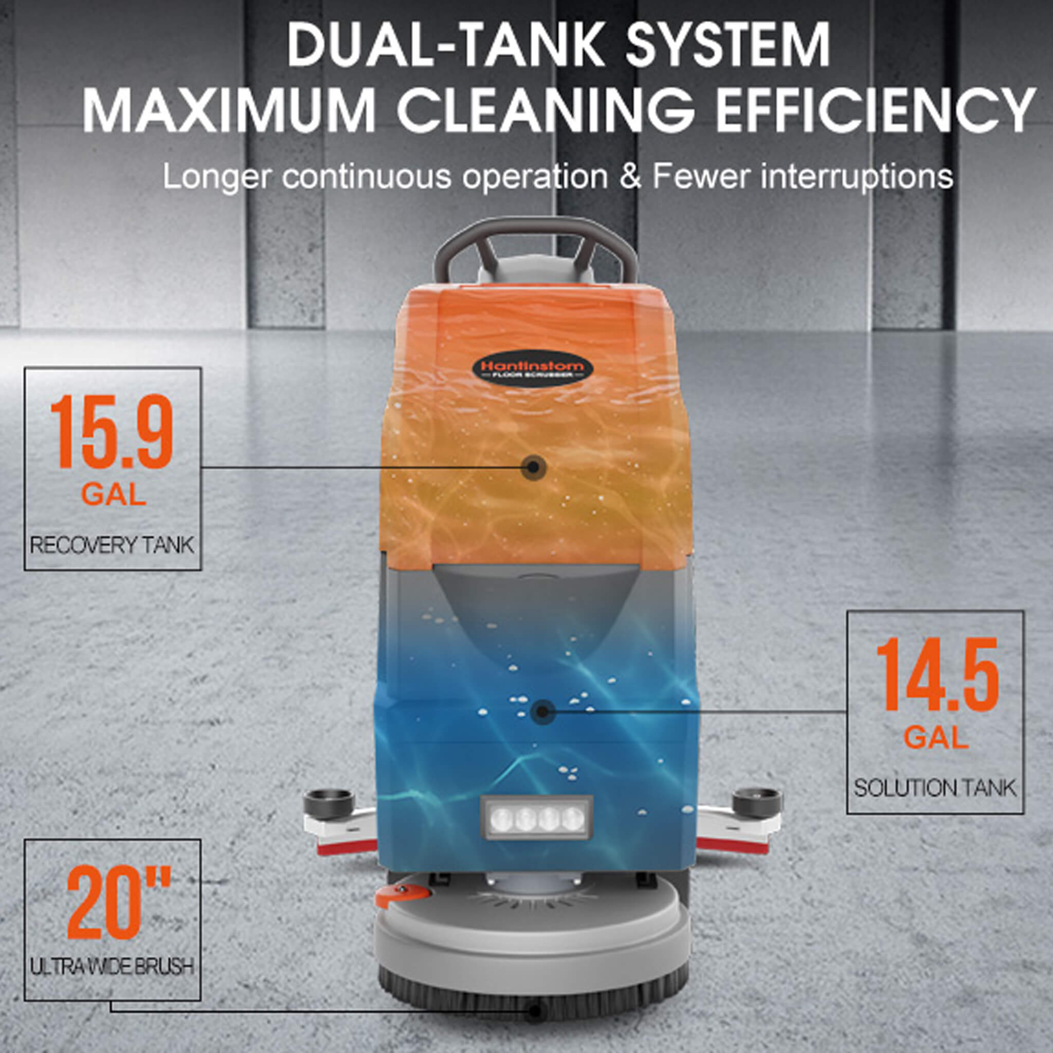 20-Inch Heavy-Duty All-In-One Commercial Electric Walk-Behind Floor Scrubber (SAK52973) – SAKSBY WHOLESALE, view 4