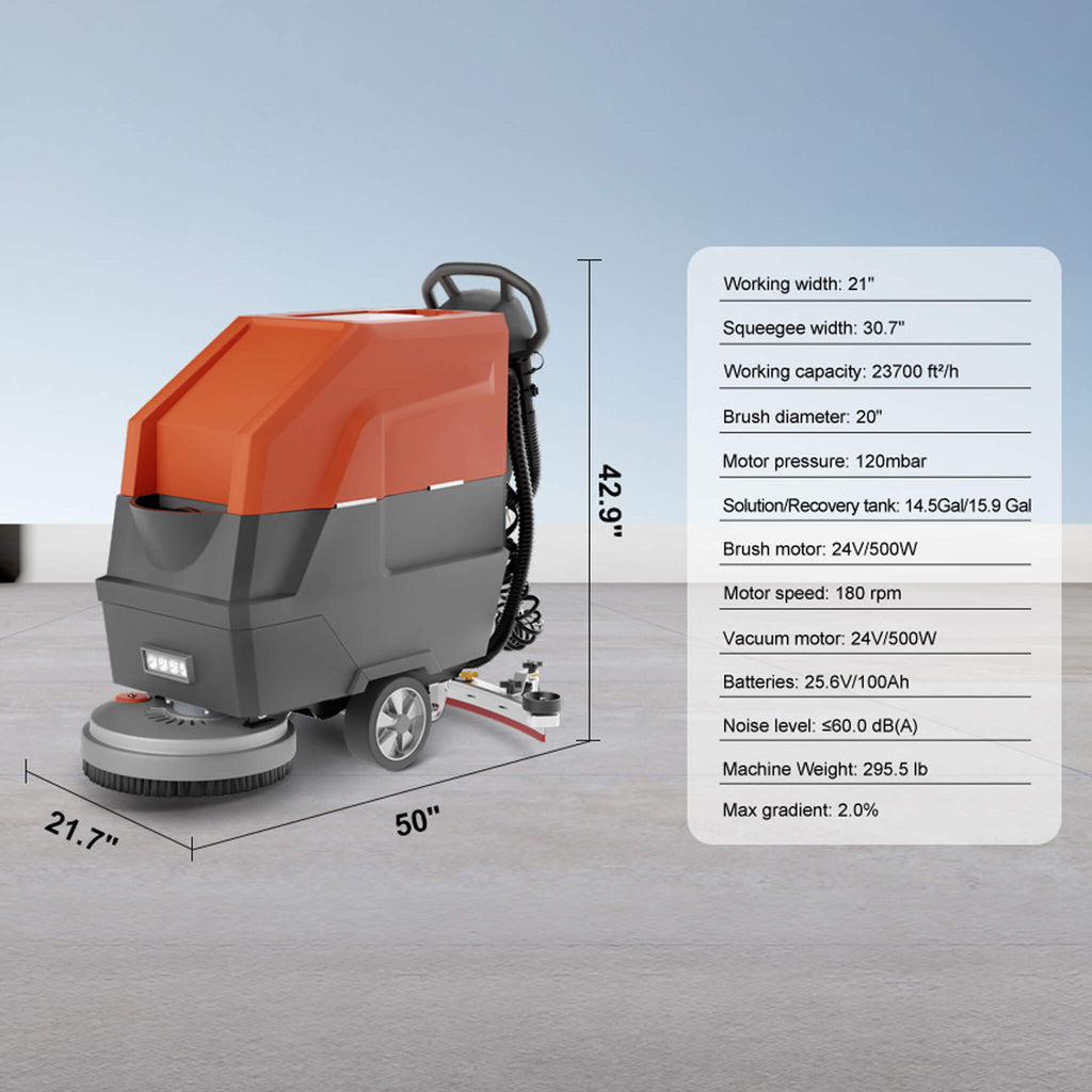20-Inch Heavy-Duty All-In-One Commercial Electric Walk-Behind Floor Scrubber (SAK52973) – SAKSBY WHOLESALE, view 10