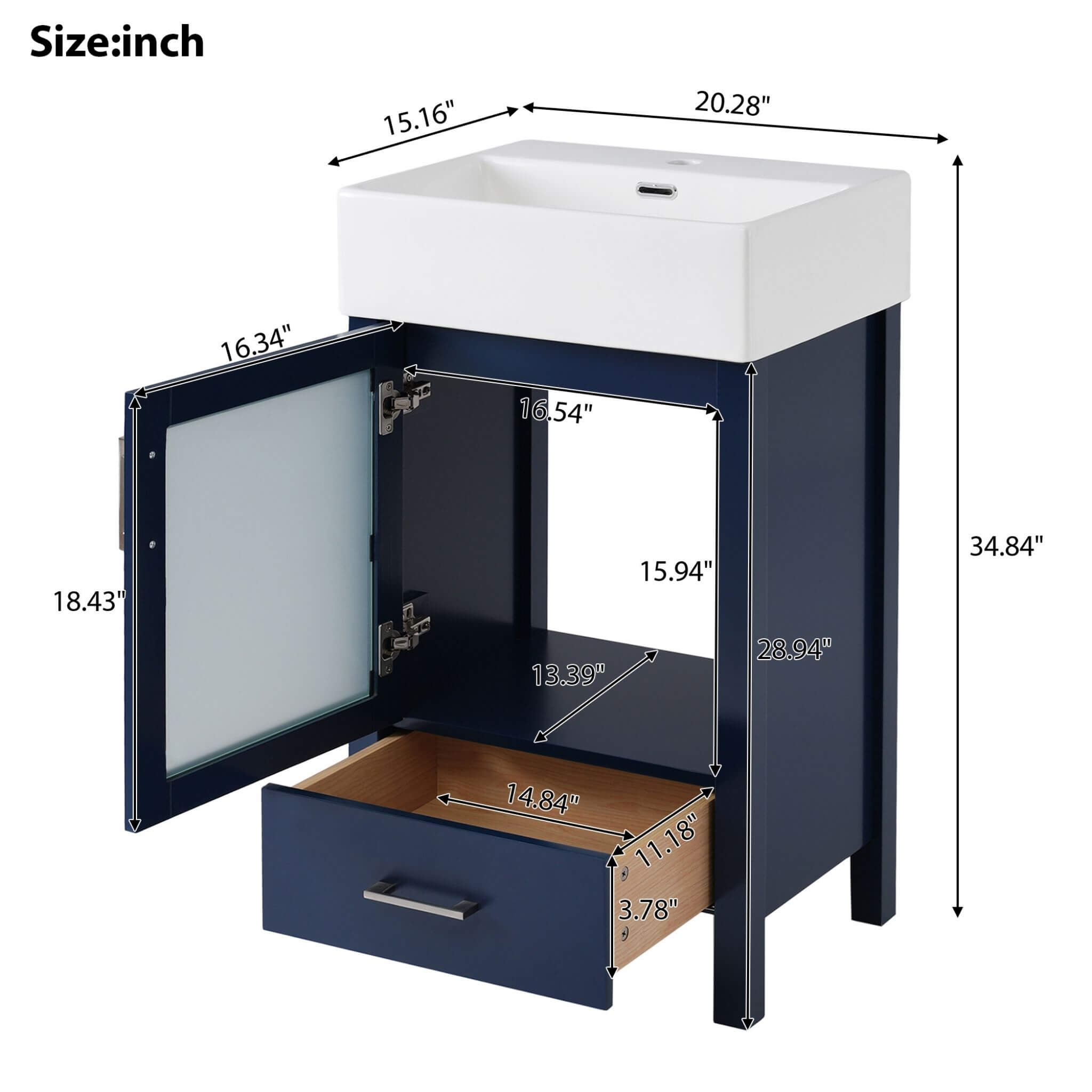 Nuvia 20-Inch Modern Bathroom Vanity With Ceramic Sink And Storage Cabinet (SAK83047) – SAKSBY WHOLESALE, view 22
