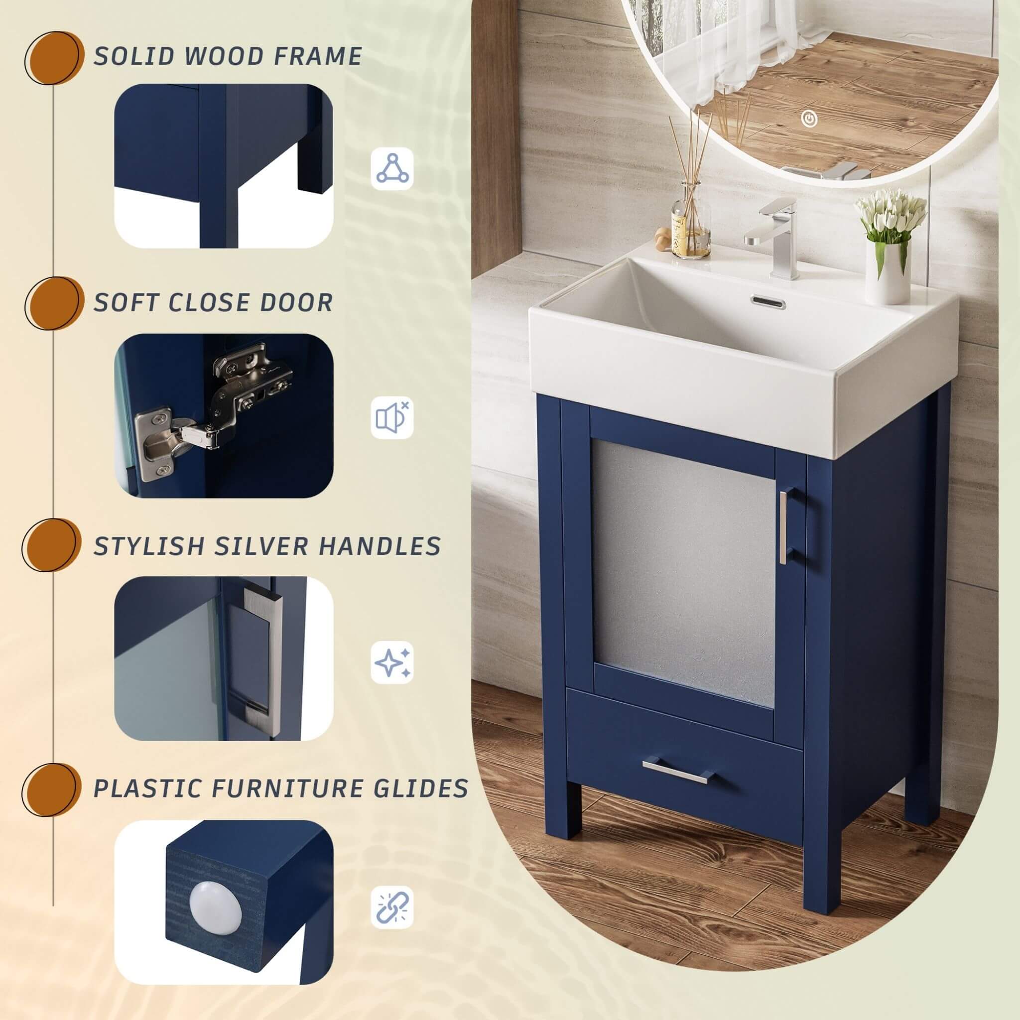 Nuvia 20-Inch Modern Bathroom Vanity With Ceramic Sink And Storage Cabinet (SAK83047) – SAKSBY WHOLESALE, view 6