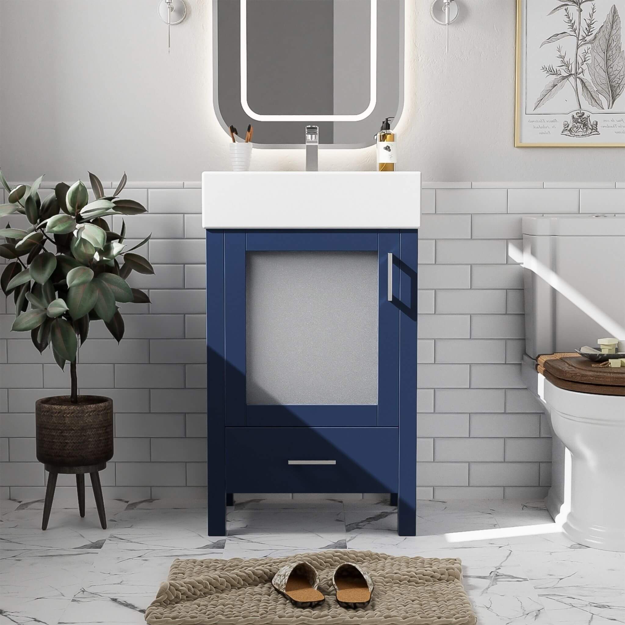 Nuvia 20-Inch Modern Bathroom Vanity With Ceramic Sink And Storage Cabinet (SAK83047) – SAKSBY WHOLESALE, view 3