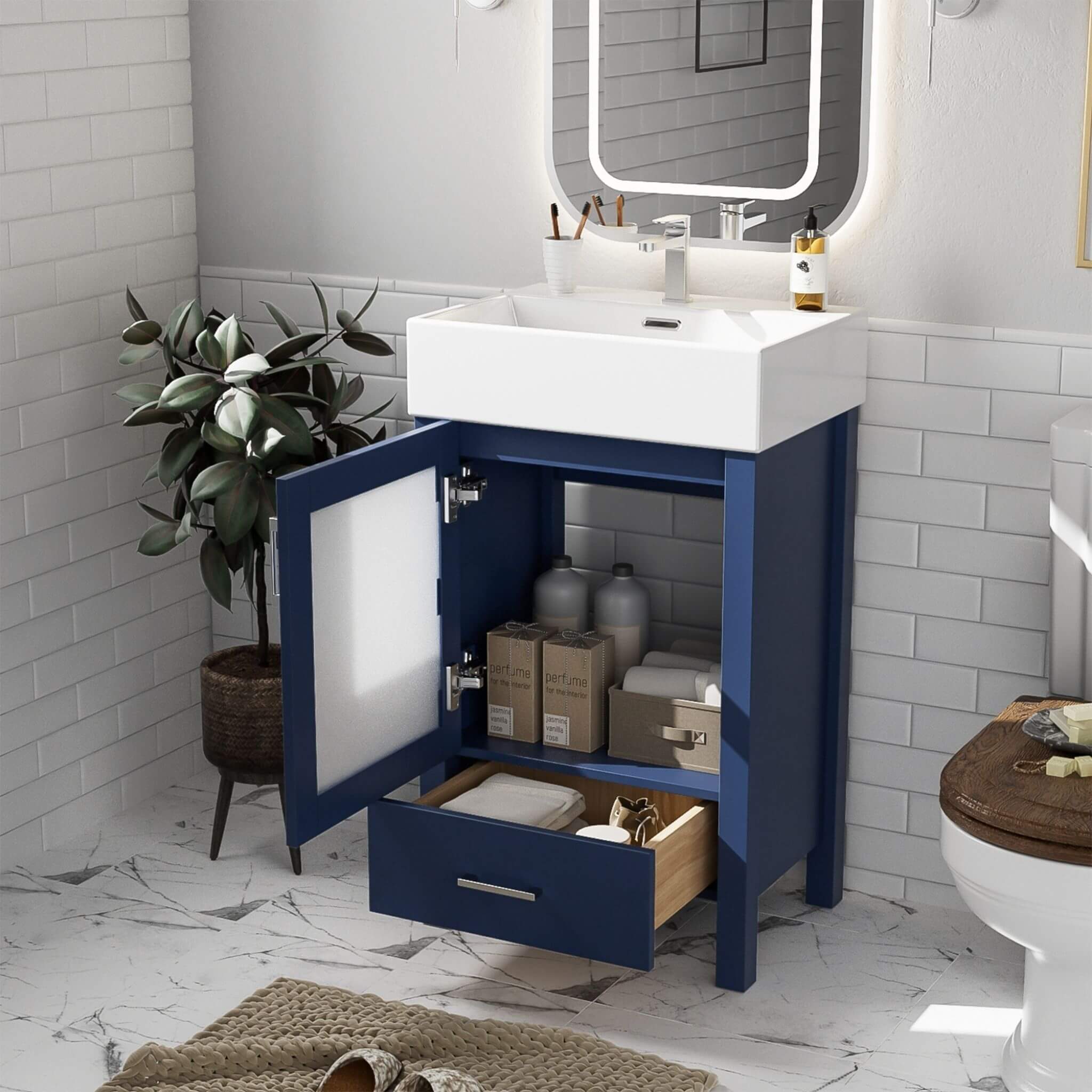 Nuvia 20-Inch Modern Bathroom Vanity With Ceramic Sink And Storage Cabinet (SAK83047) – SAKSBY WHOLESALE, view 4