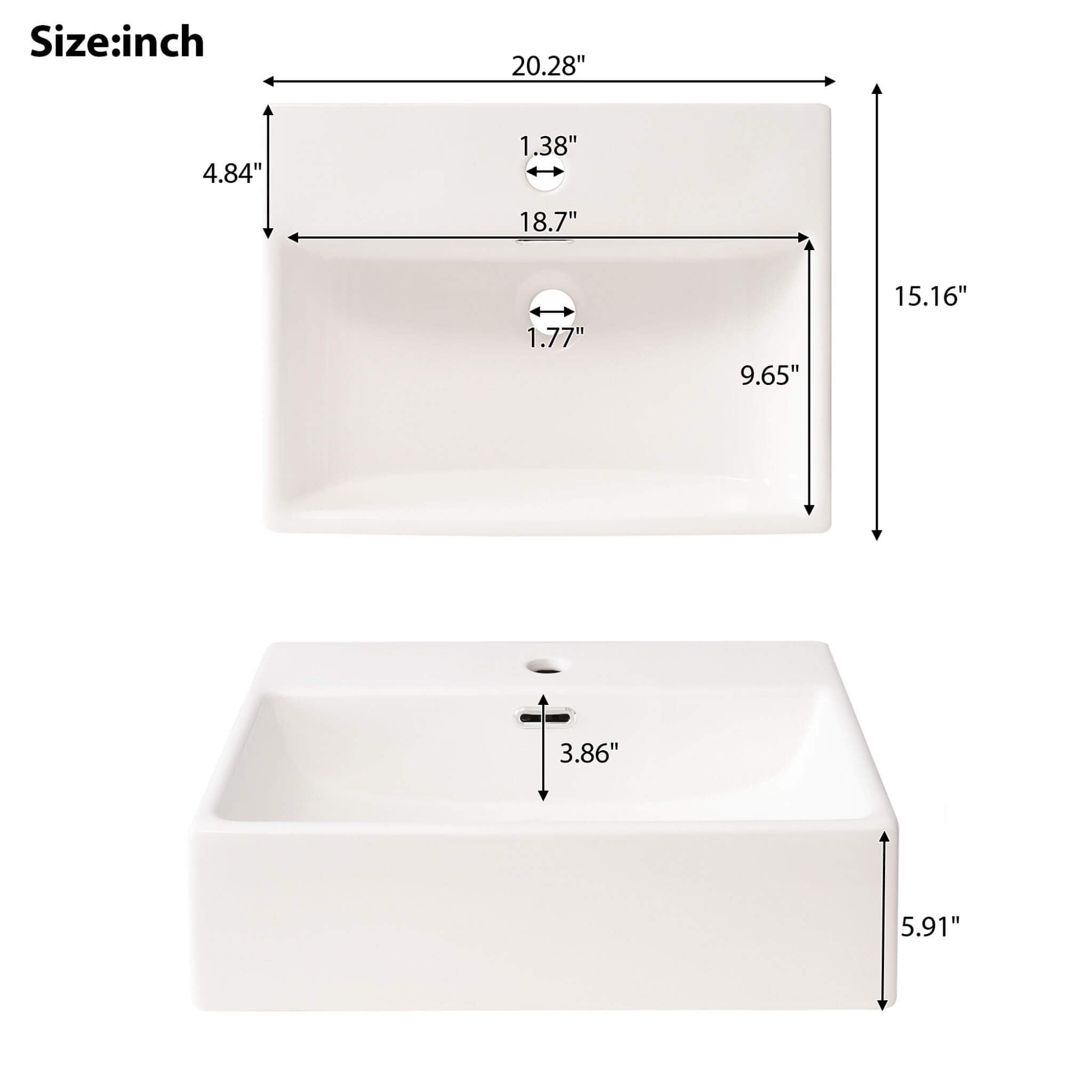 Nuvia 20-Inch Modern Bathroom Vanity With Ceramic Sink And Storage Cabinet (SAK83047) – SAKSBY WHOLESALE, view 23