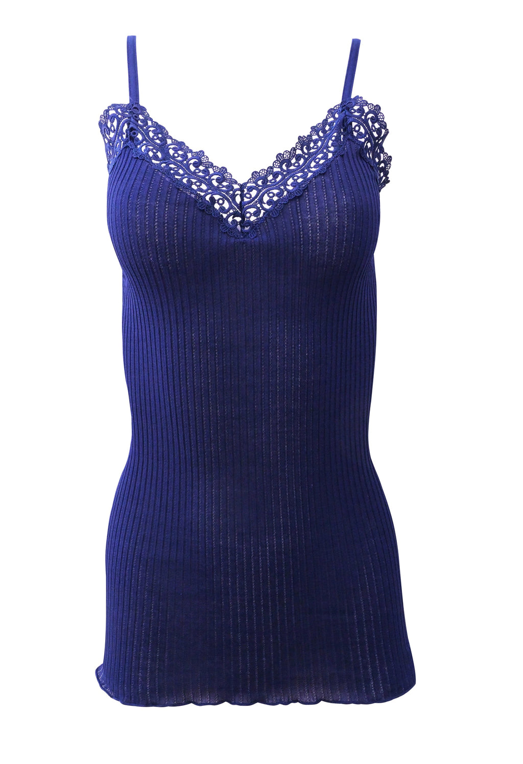tittimitti EGI Luxury 100%"Filo di Scozia Cotton Women's Camisole Tank with Lace Trim. Proudly Made in Italy. — back view