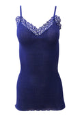 tittimitti EGI Luxury 100%"Filo di Scozia Cotton Women's Camisole Tank with Lace Trim. Proudly Made in Italy. — back view