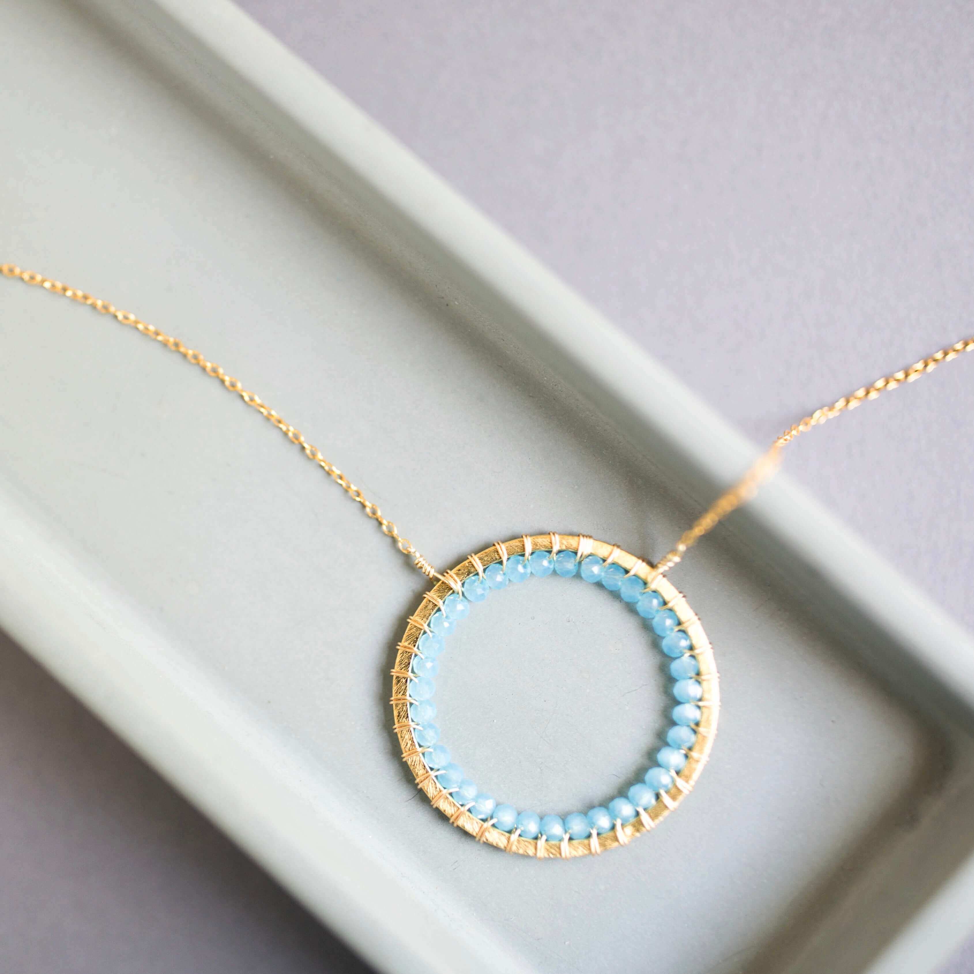 PARKEN JEWELRY PARKEN JEWELRY Blue Chalcedony Halo Necklace — main product shot