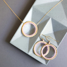PARKEN JEWELRY Rose Quartz Halo Jewelry Set