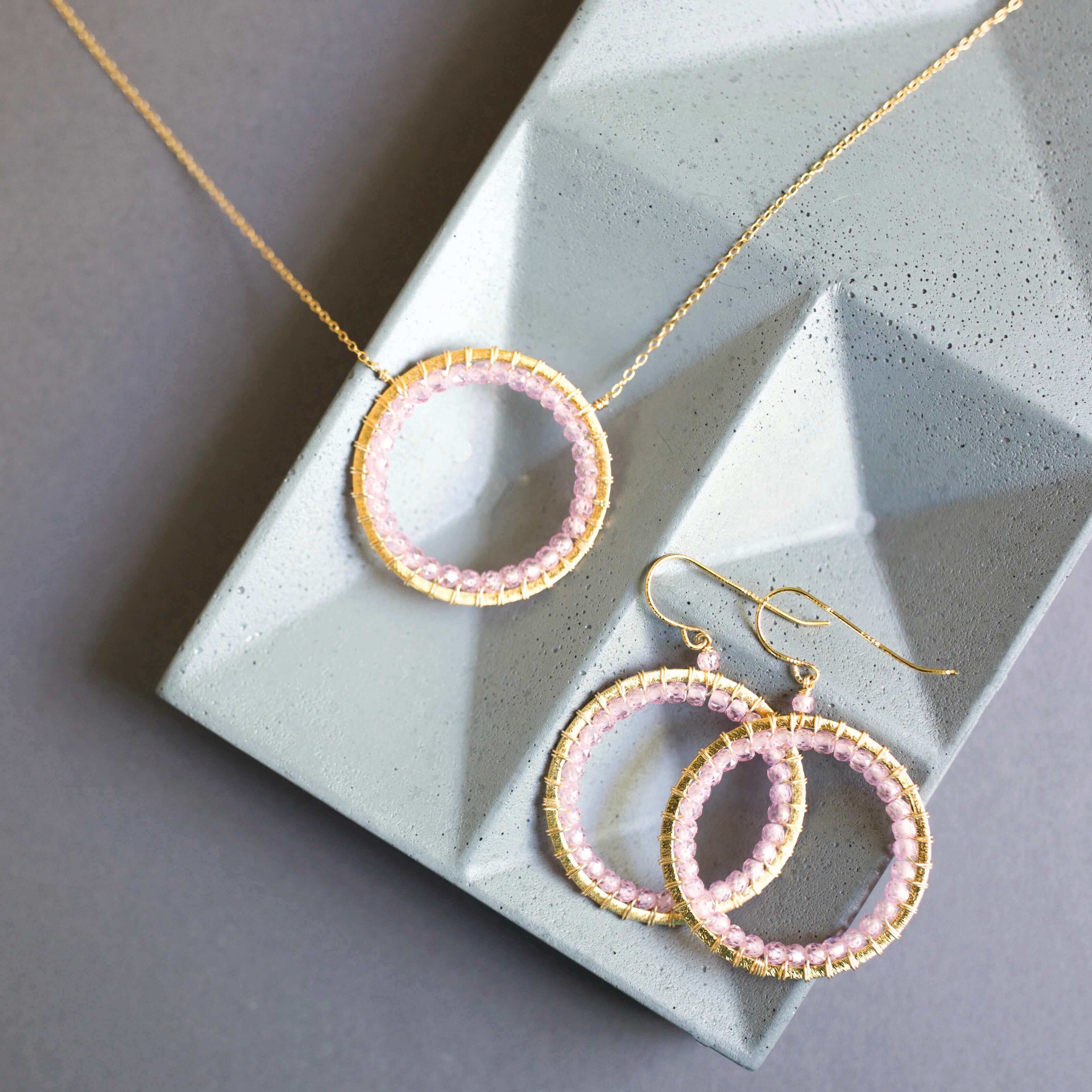 PARKEN JEWELRY PARKEN JEWELRY Rose Quartz Halo Jewelry Set — main product shot