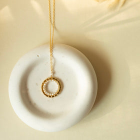 PARKEN JEWELRY Pearl Halo Mini Gold Pendant