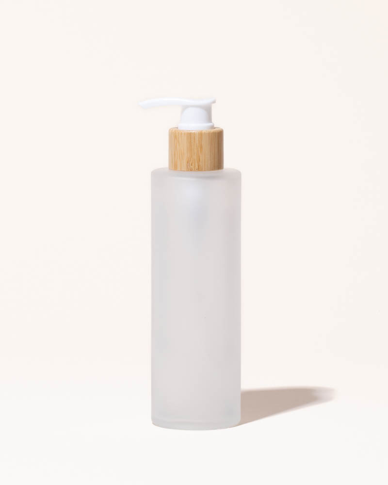 6.7oz / 200ml frosted glass & bamboo lotion bottle – makesy®