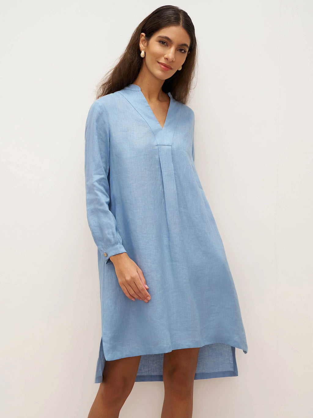 LINTICO 100% Linen V-Neck Pullover Shirt Dress JADEN — dresses-mini dresses-linen category context
