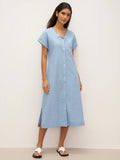 LINTICO LINTICO Linen Ladder Tie Simple Dress TAMARA — main product shot